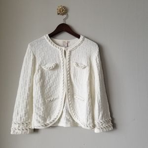 Caprice Cotton Ivory Cardigan w/ Silver Details